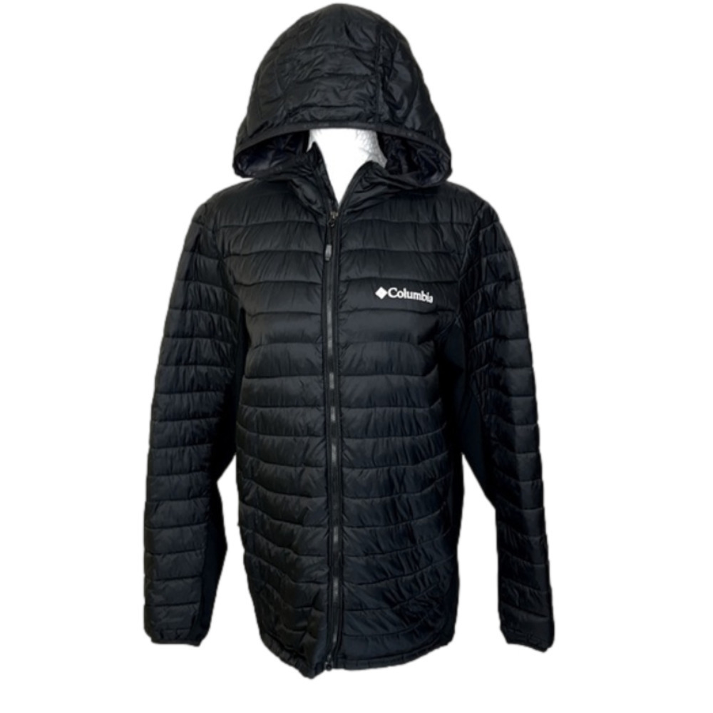 Columbia Fitted Mixed Media Puffer Coat Jacket with Hood - Size Small